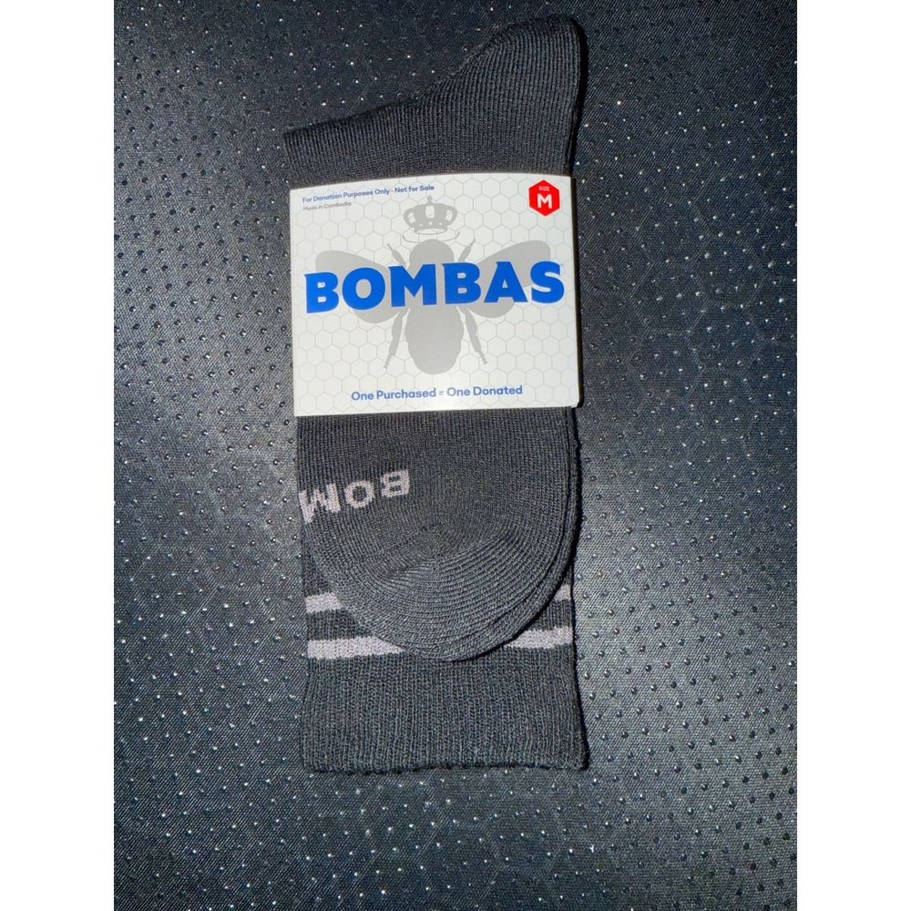 Bombas Crew Socks Unisex Size M Charcoal Gray Honeycomb Arch Support NWT